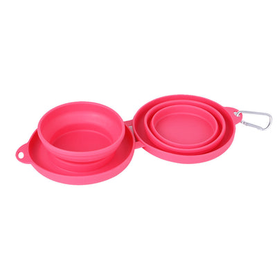 Double Bowl Pet Feeding - Foldable Silicone Bowls with No-Spill Mat